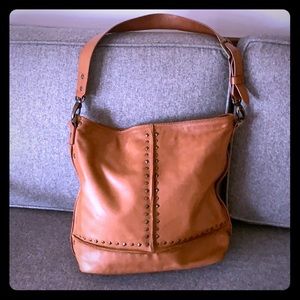 TRASK LEATHER BUCKET BAG